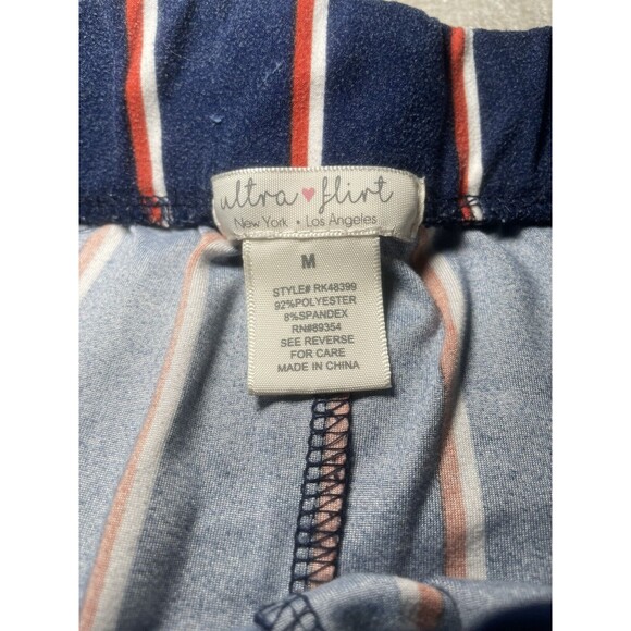 Ultra Flirt Pants Women's Medium Navy Striped Wide Leg Pants - Picture 6 of 16